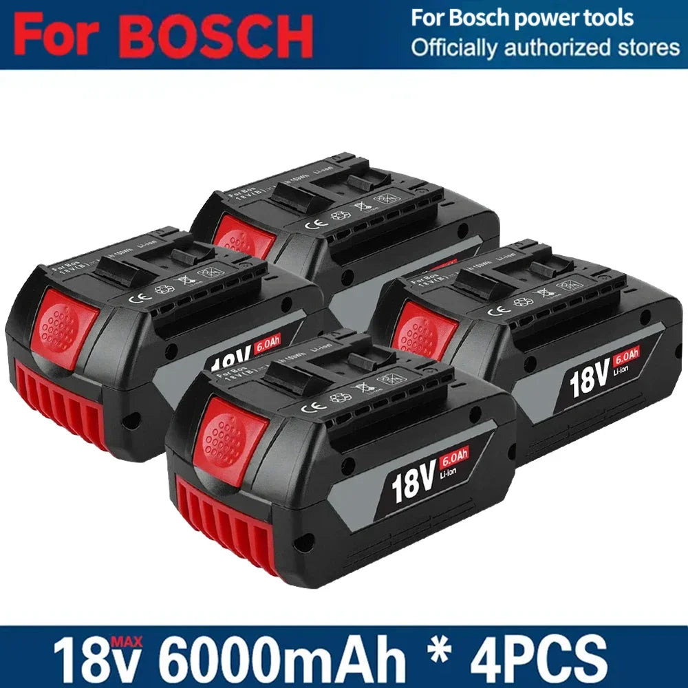 Kompatibelt Batteri för Bosch 18V – 6,0Ah Li-Ion BAT609 BAT618 BAT620 GSR GBH GWS 1–4 Batterier + Laddare