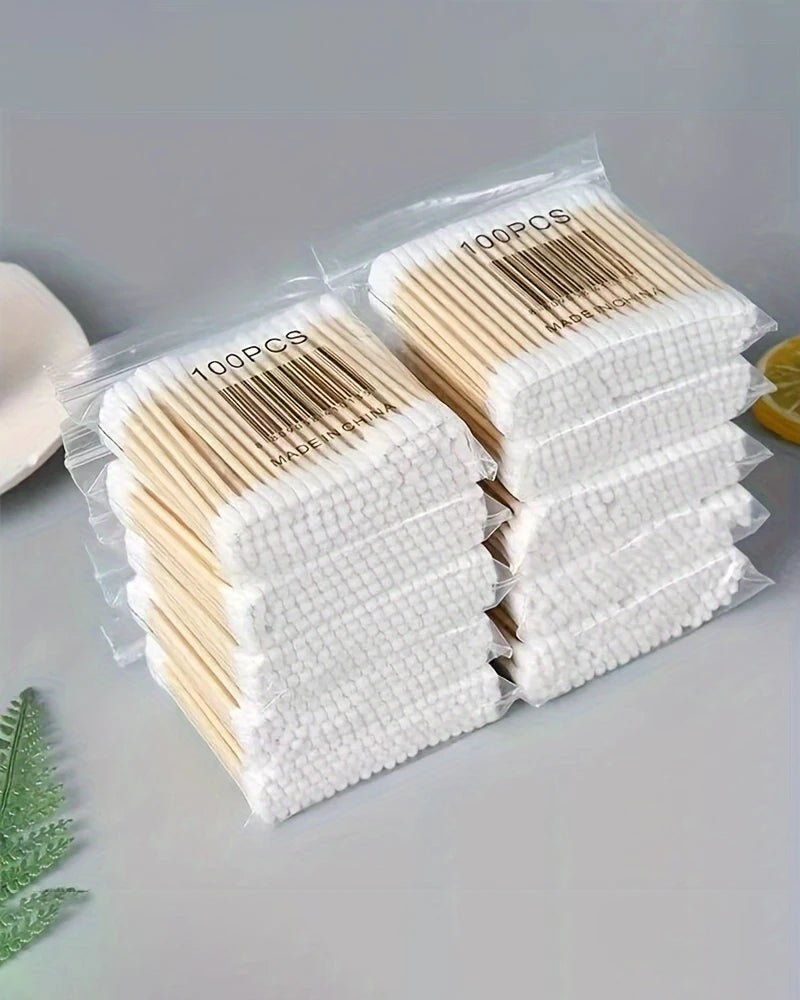 1000Count Cotton Swabs - Bamboo Sticks Cotton Swabs For Ears - Double Round Thick Cotton Buds Suitable For Makeup And Cleaning