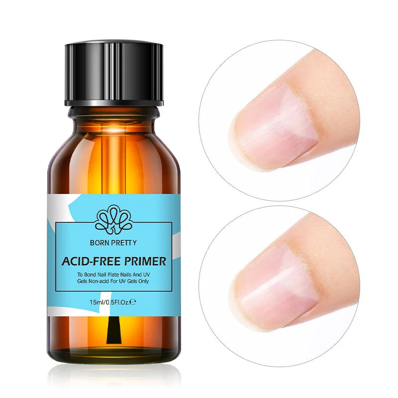 BORN PRETTY 2Pcs 15ml Nail Prep Dehydrator And ACID-FREE Primer Air Dry No Lamp Needed Nail Art Functional Gel Manicure Supplies