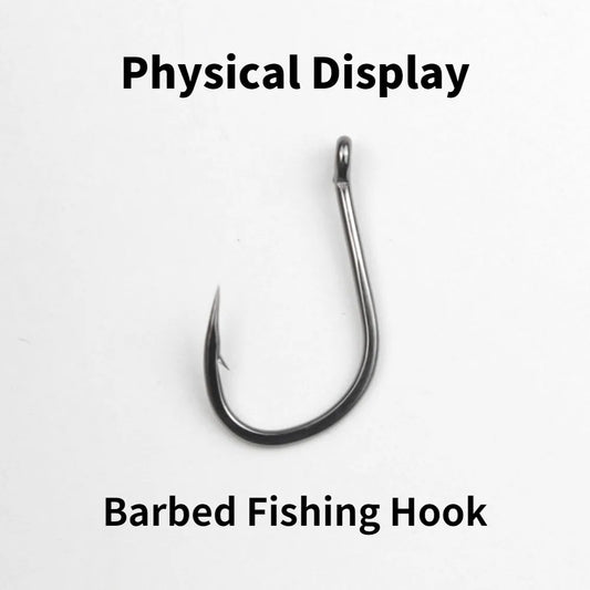50PCS Single Circle Offset Fishing Hooks – High Carbon Steel Barbed for Carp Fly Fishing & Sea Tackle