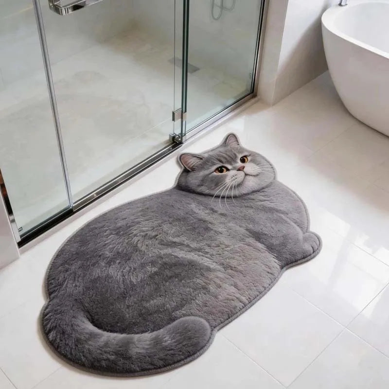 3D Cat Shaped Diatomite Bath Mat High Absorption Non Slip Quick Dry Entryway Floor Pad Household Home Textiles Bath Mat