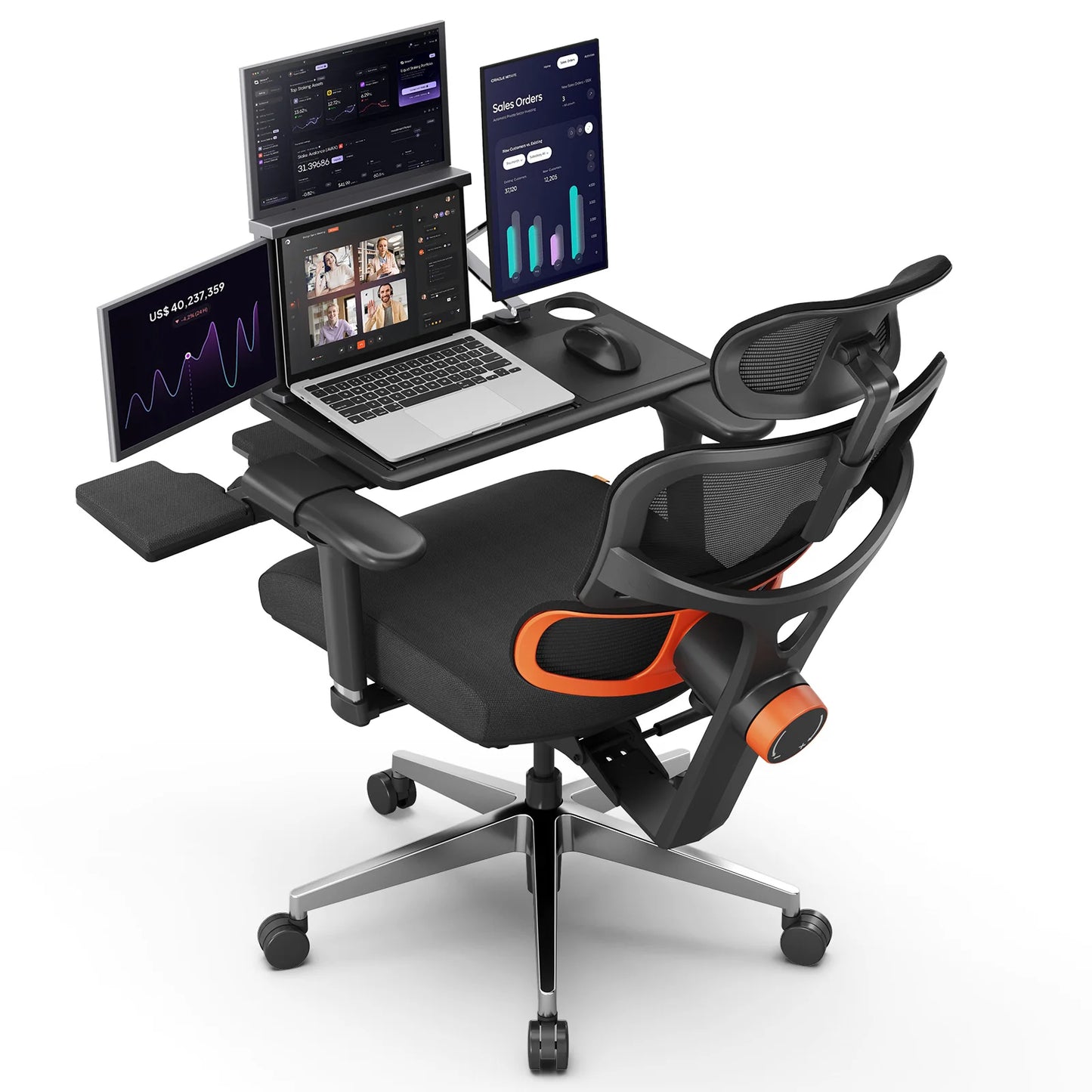 NEWTRAL NT002 Ergonomic Chair with Desktop,Adaptive Lower Back ,Footrest 4 Recline Angle Adjustable Backrest Armrest Headrest