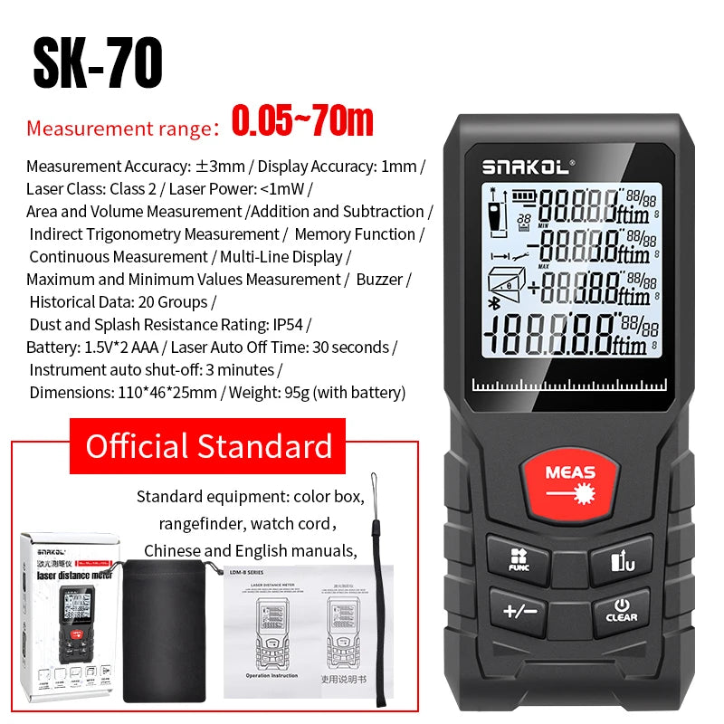 Snakol Laser Distance 50M/100M/120M Rangefinder Profesional Meter Laser Range Finder Ruler Test Tool