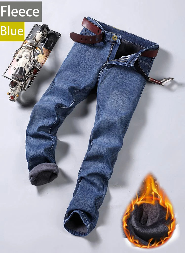 2026 New Business Men's Jeans Casual Straight Stretch Fashion Classic Blue Black Work Denim Pant Trousers Male Clothing