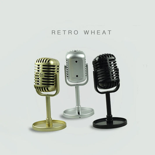 SHIDWJ Retro Vintage Mikrofon Modell – Dekorativ Scenrekvisita Karaoke Studio Svart/Silver/Guld