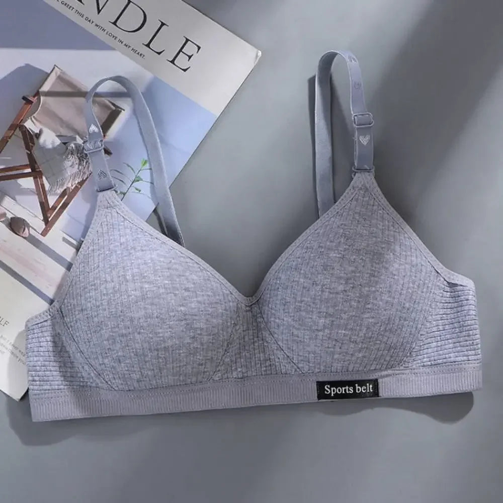 New Simple Cotton Girl Bra Underwear Student Bra Teen Thin Section Without Steel Ring Comfortable Sleep Bra Sport Vest For Woman