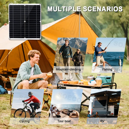 SOECOPO Komplett Off-Grid Solcellskit 7000W Peak – Flexibel Panel + 750W Inverter + LCD-regulator 12V till 220V, EU-lager Polen