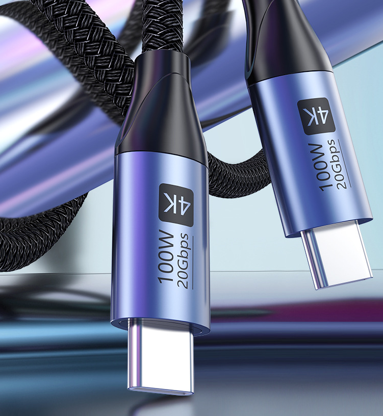 100W USB-C Datakabel – 20 Gbps Snabbladdning, 4K Skärmspegling och Höghastighetsöverföring
