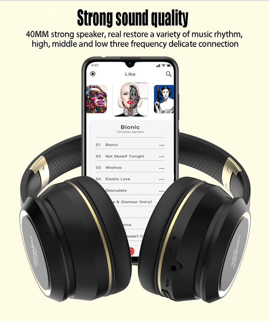 KH20 Bluetooth-headset för Kontor och Gaming – TF-kort, FM-radio och 6–8h Batteritid (Vit/Svart)