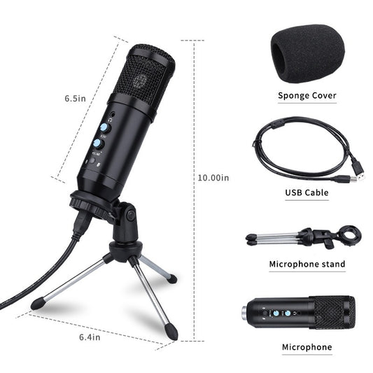 BM800 USB-kondensatormikrofon med Hörlurarövervakning och Reverb