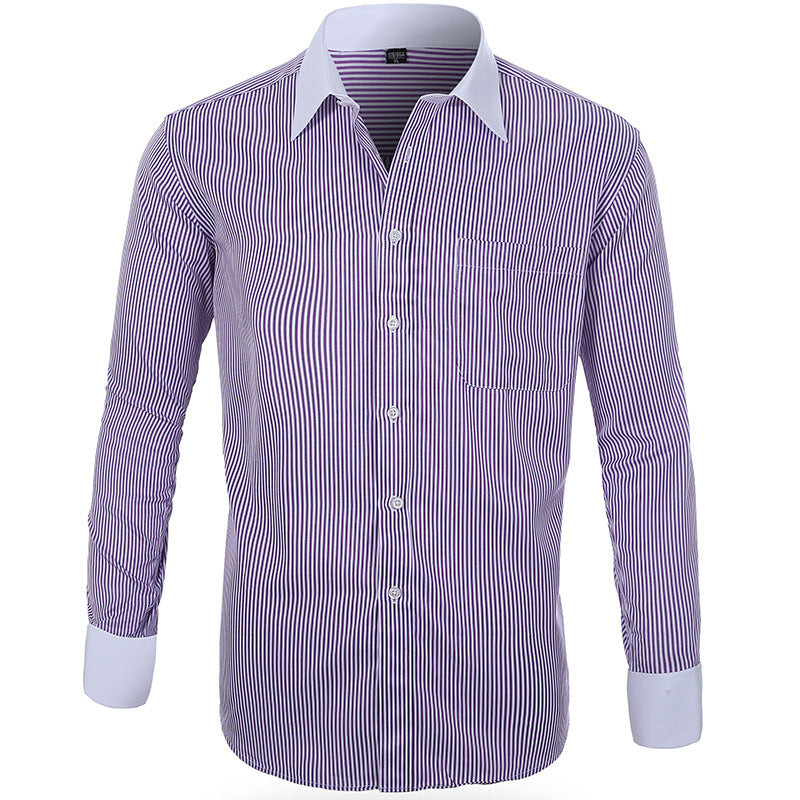 Herrskjorta Plus Size – Randig Business Casual Slim Fit för Herr 2026