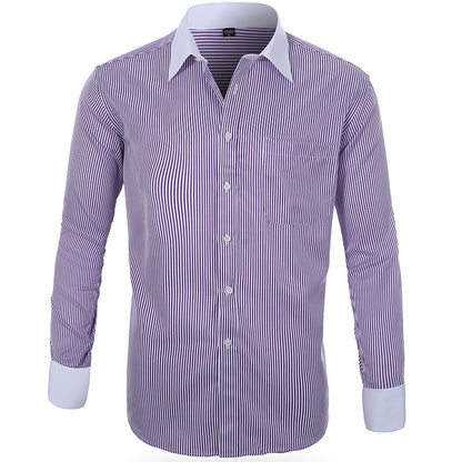 Herrskjorta Plus Size – Randig Business Casual Slim Fit för Herr 2026