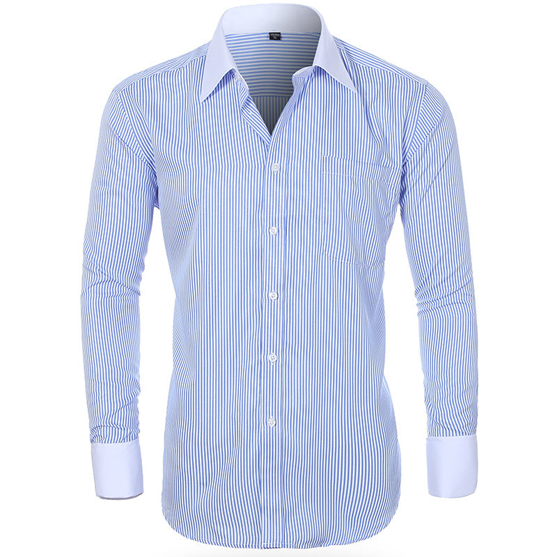Herrskjorta Plus Size – Randig Business Casual Slim Fit för Herr 2026