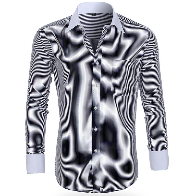Herrskjorta Plus Size – Randig Business Casual Slim Fit för Herr 2026