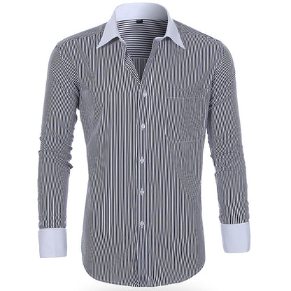 Herrskjorta Plus Size – Randig Business Casual Slim Fit för Herr 2026