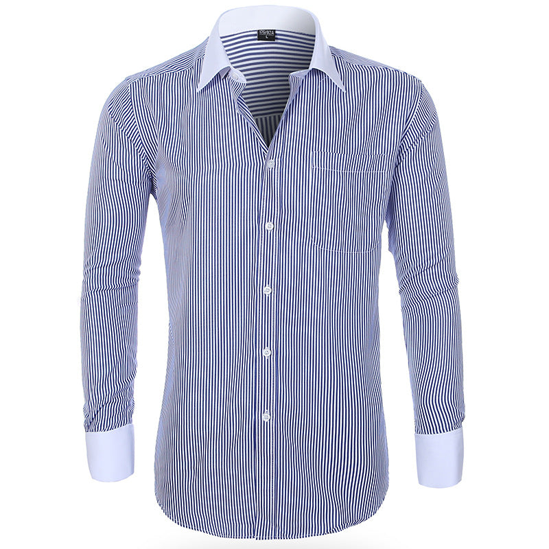 Herrskjorta Plus Size – Randig Business Casual Slim Fit för Herr 2026