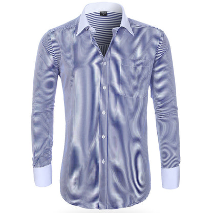 Herrskjorta Plus Size – Randig Business Casual Slim Fit för Herr 2026