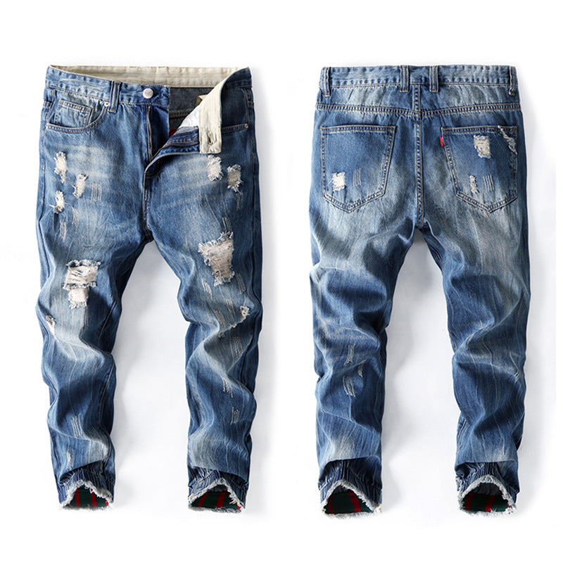 Herr-jeans Loose Harem Ripped Distressed Streetwear Plus Size
