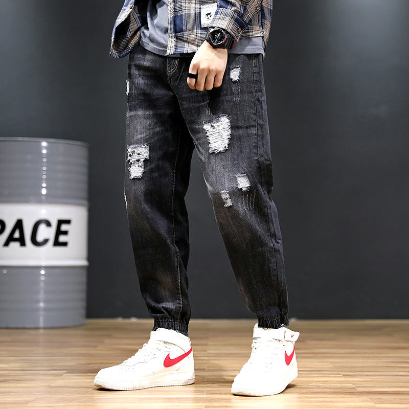 Herr-jeans Loose Harem Ripped Distressed Streetwear Plus Size