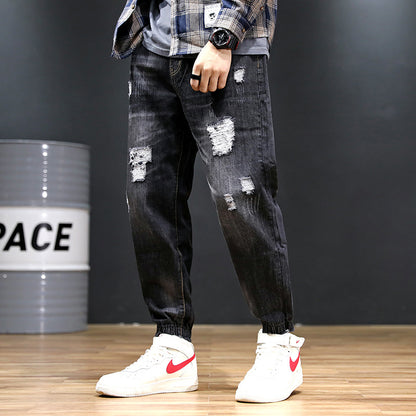 Herr-jeans Loose Harem Ripped Distressed Streetwear Plus Size