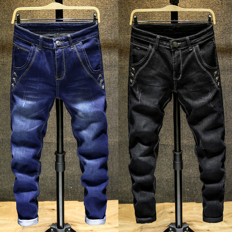 Herrjeans Koreansk Stil Slim Fit Stretch – Skinny Pencil Mellanhög Midja 6 Färger 28–36 2026