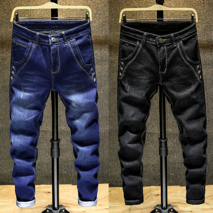 Herrjeans Koreansk Stil Slim Fit Stretch – Skinny Pencil Mellanhög Midja 6 Färger 28–36 2026