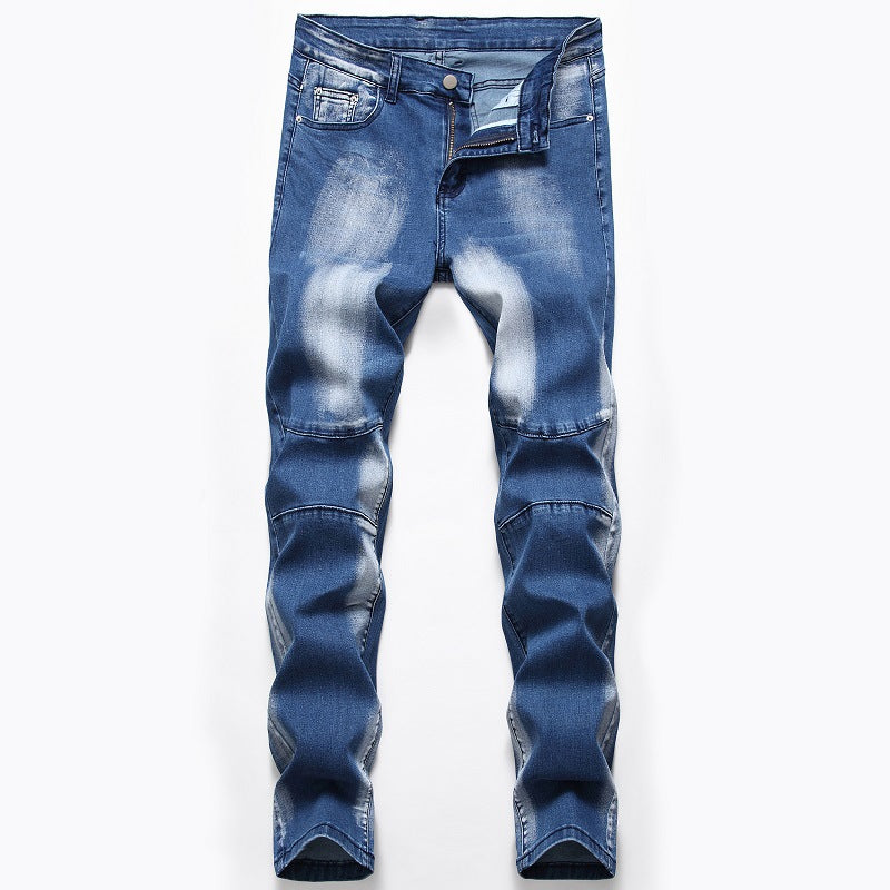 Herrjeans Straight Fit Stretch – Tvättad Denim Mellanhög Midja Mörkblå Ljusblå 28–42 2026