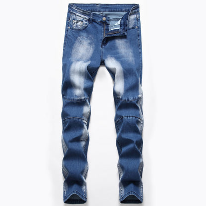 Herrjeans Straight Fit Stretch – Tvättad Denim Mellanhög Midja Mörkblå Ljusblå 28–42 2026