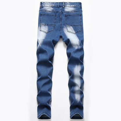 Herrjeans Straight Fit Stretch – Tvättad Denim Mellanhög Midja Mörkblå Ljusblå 28–42 2026