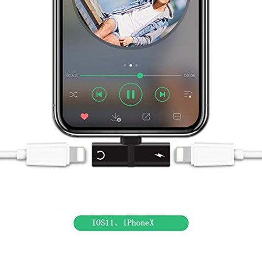 2-i-1 Lightning-adapter för Hörlurar och Laddning – iPhone 7/8/X
