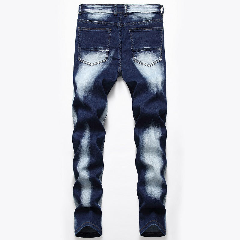 Herrjeans Straight Fit Stretch – Tvättad Denim Mellanhög Midja Mörkblå Ljusblå 28–42 2026