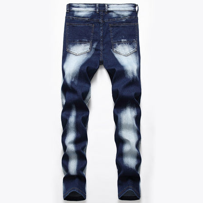 Herrjeans Straight Fit Stretch – Tvättad Denim Mellanhög Midja Mörkblå Ljusblå 28–42 2026