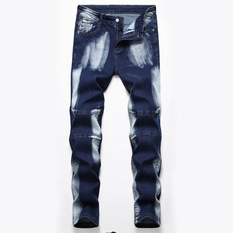 Herrjeans Straight Fit Stretch – Tvättad Denim Mellanhög Midja Mörkblå Ljusblå 28–42 2026