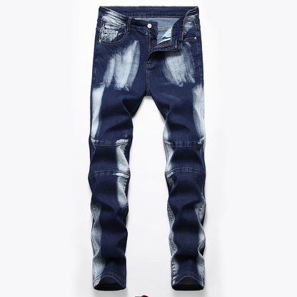 Herrjeans Straight Fit Stretch – Tvättad Denim Mellanhög Midja Mörkblå Ljusblå 28–42 2026