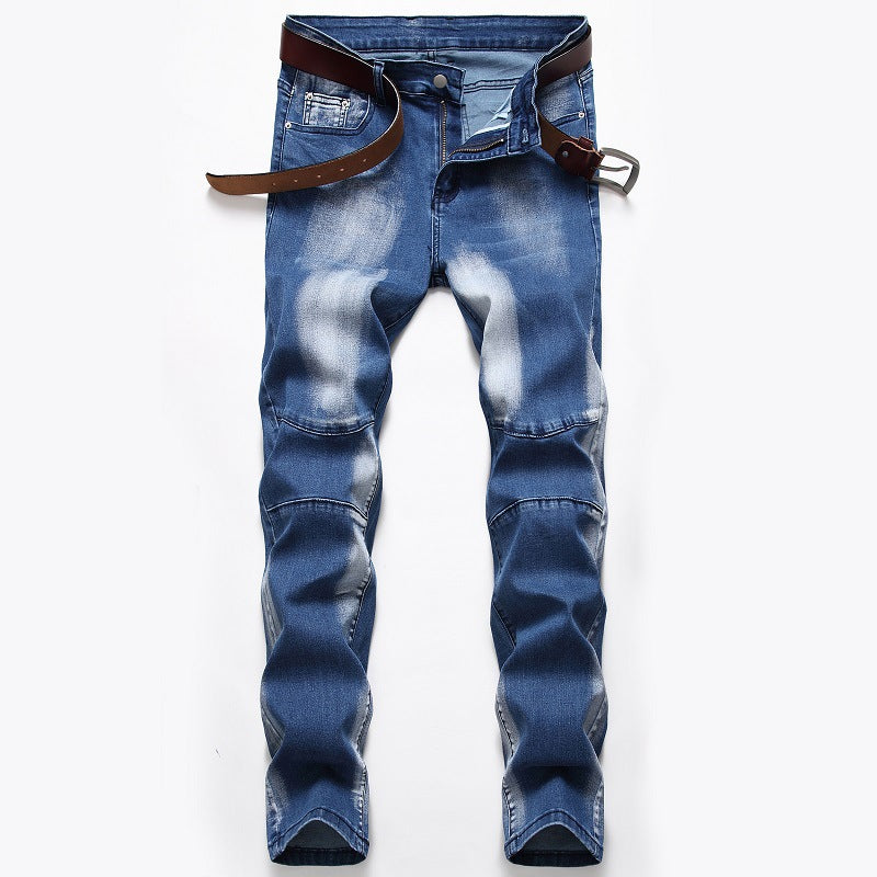 Herrjeans Straight Fit Stretch – Tvättad Denim Mellanhög Midja Mörkblå Ljusblå 28–42 2026