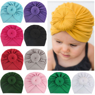 Babyturbanhatt med Knut – Enfärgad Andningsbar Varm Vindtät 11 Färger Unisex 1–2 År x-18129 2026