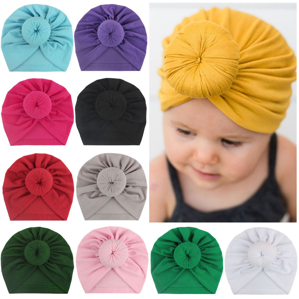 Babyturbanhatt med Knut – Enfärgad Andningsbar Varm Vindtät 11 Färger Unisex 1–2 År x-18129 2026