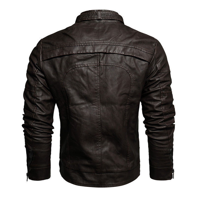 Herrjacka PU-Läder Motorcykel Slim Fit Fleecefodrad Vinter American Style för Herr 2026