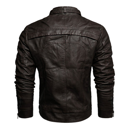 Herrjacka PU-Läder Motorcykel Slim Fit Fleecefodrad Vinter American Style för Herr 2026