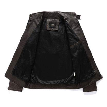 Herrjacka PU-Läder Motorcykel Slim Fit Fleecefodrad Vinter American Style för Herr 2026