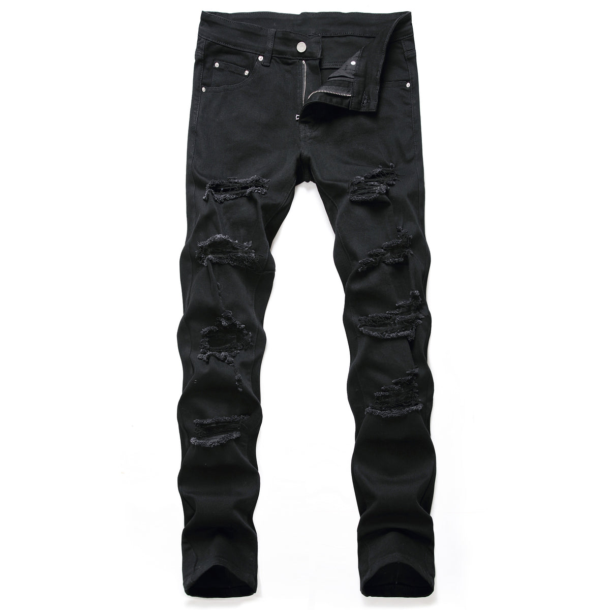 Herrjeans Slim Straight Fit Ripped – Distressed Denim Street Style Blå-Svart 28–40 2026