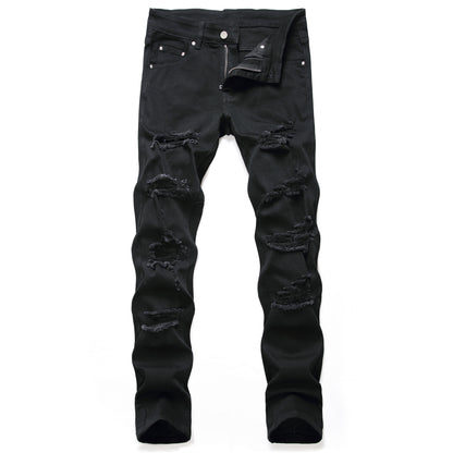 Herrjeans Slim Straight Fit Ripped – Distressed Denim Street Style Blå-Svart 28–40 2026