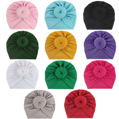 Babyturbanhatt med Knut – Enfärgad Andningsbar Varm Vindtät 11 Färger Unisex 1–2 År x-18129 2026