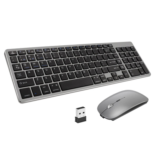 Trådlöst Tangentbord och Mus-set med Bluetooth + USB – för iPad, PC och Mac