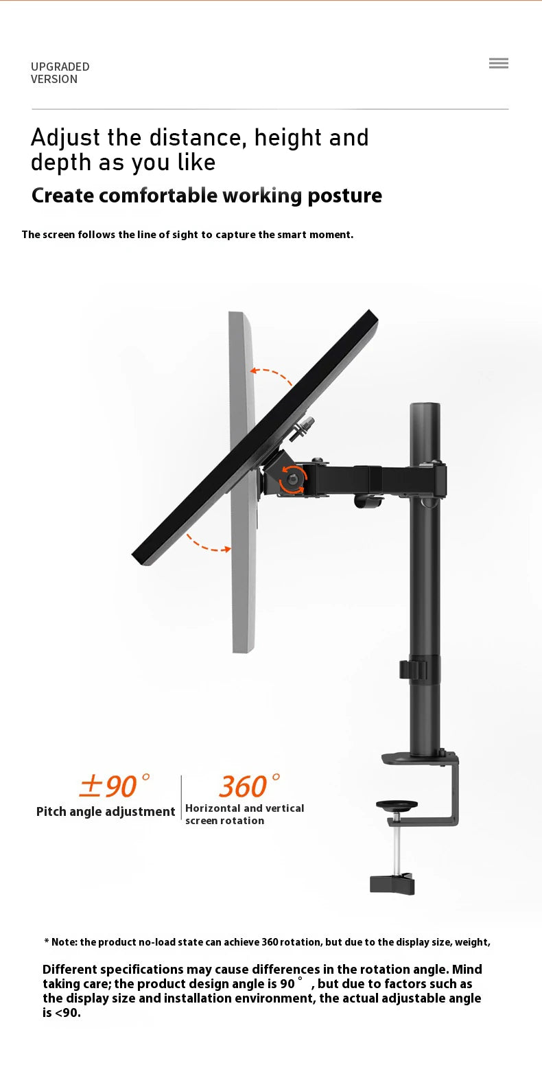 MS02N Laptop Desktop Dual Arm Computer Monitor Bracket 360° Rotary Height Adjustable Monitors Support Mount Stand for 10''-30''