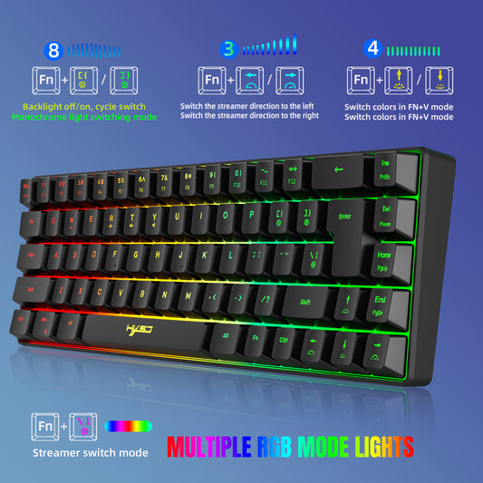 V200 Kompakt 60% Gaming-tangentbord – 68 Tangenter, RGB och Mekanisk Känsla (Vit/Svart)