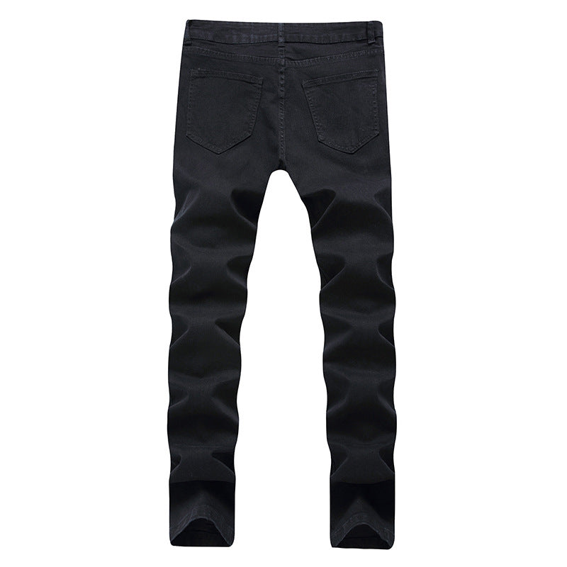 Herrjeans Slim Fit Distressed Streetwear Svart för Herr 2026