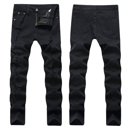 Herrjeans Slim Fit Distressed Streetwear Svart för Herr 2026