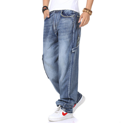 Herrjeans Hip-Hop Loose Fit Multi-Pocket Plus Size för Herr 2026