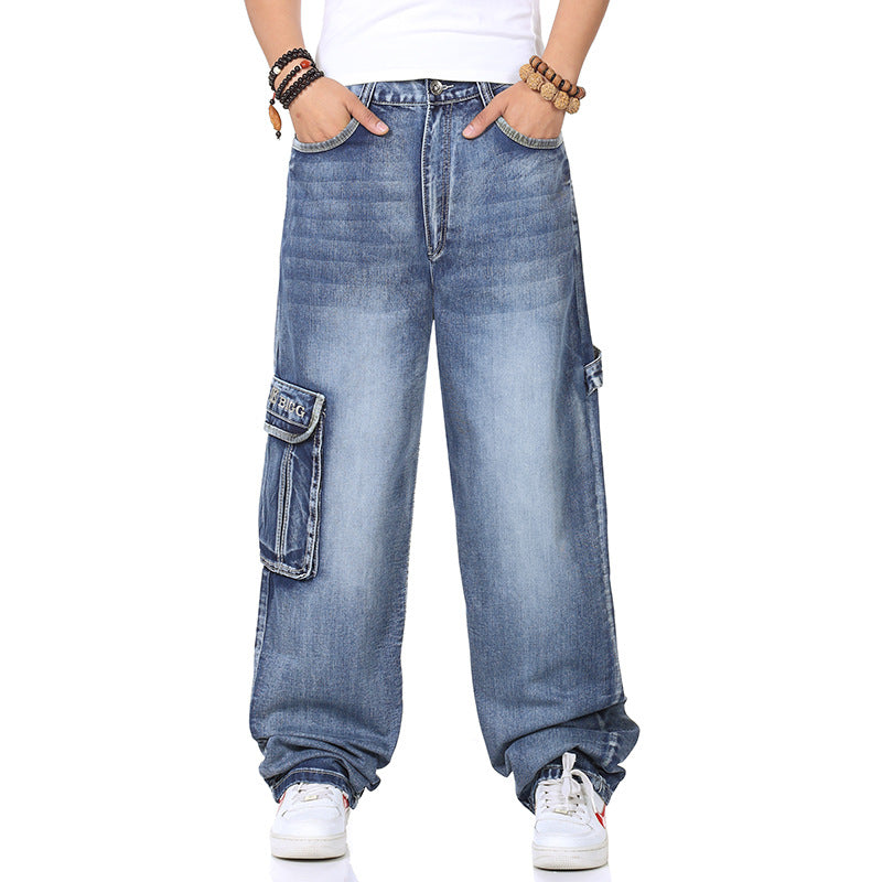 Herrjeans Hip-Hop Loose Fit Multi-Pocket Plus Size för Herr 2026